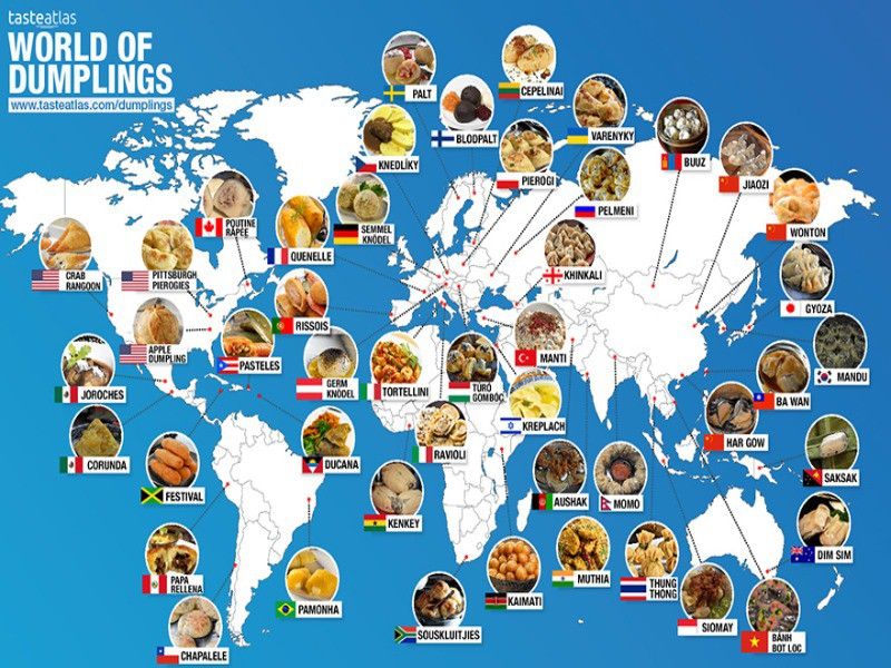 World map of dumplings