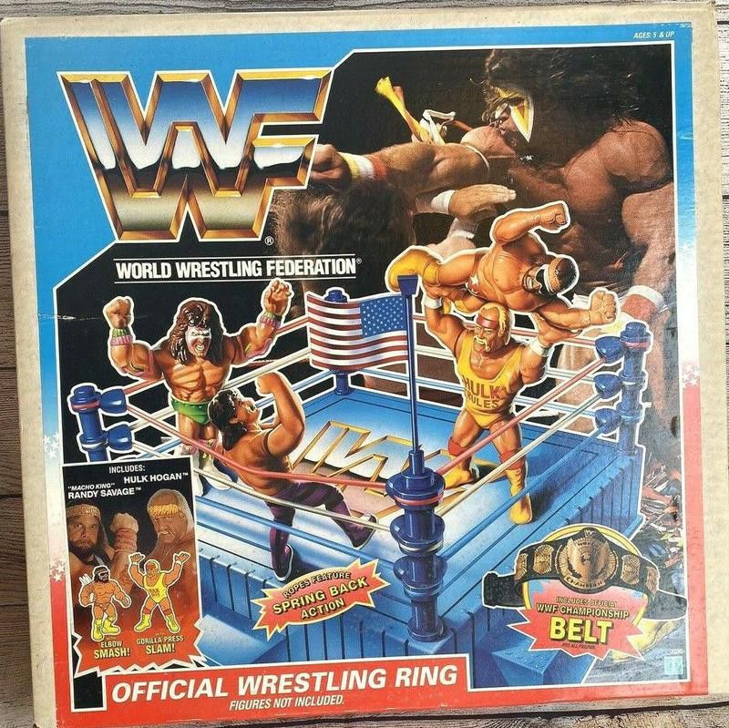 WWF Wrestling Ring W/Randy Savage and Hulk Hogan
