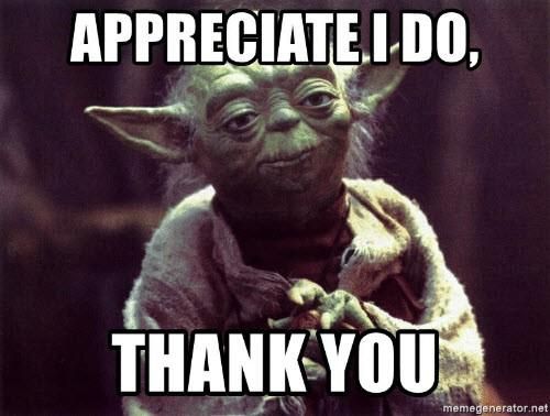 Yoda saying thank you meme