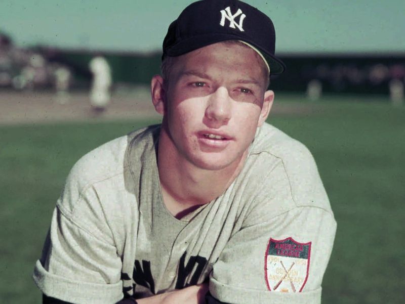 Young Mickey Mantle with New York Yankees in 1951