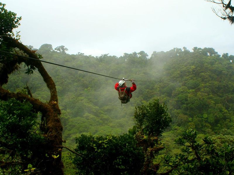 Zip-line ride over cloud forest in Monteverde